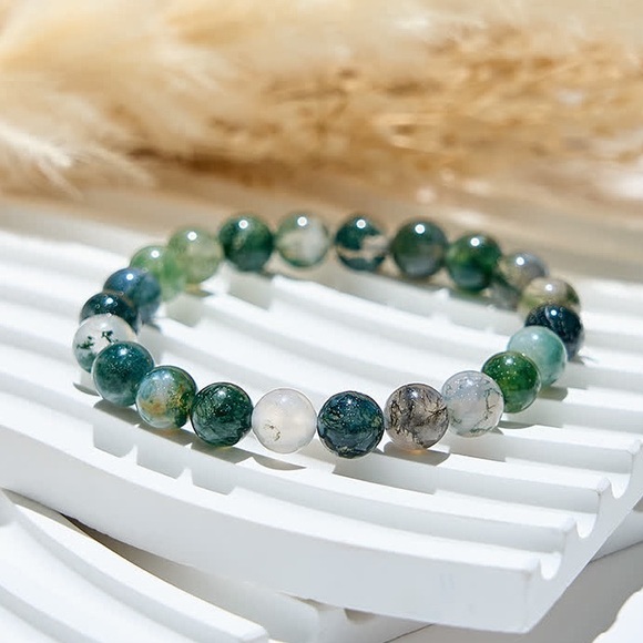 Hand Crafted Jewelry - 🆕New Moss Agate Quartz Gemstone Bracelet -8mm
